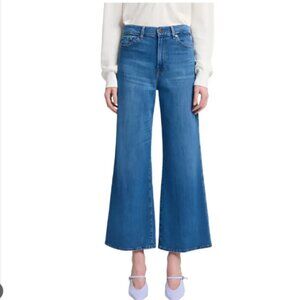 7 For All Mankind Lotta Cropped Wide Leg High Rise Italian Denim Jeans Size 31